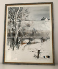 Limited Edition Townscape Print of a Tree Watercolour Signed Michael Schreiber