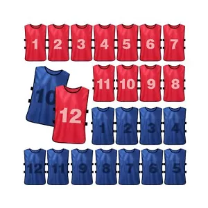 24 Pack Scrimmage Team Soccer Pinnies Vests Jerseys with Belt, Basketball Foo... - Picture 1 of 7