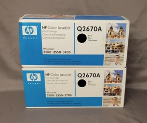 New 2 HP 308A Q2670A Black Toner Cartridges for LaserJet 3500 3550 3700 OEM - Picture 1 of 4