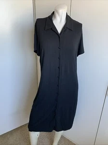 Lands’ End size medium black knee length button-up shirt dress - Picture 1 of 5