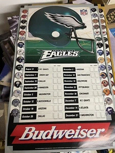 1997 FOOTBALL POSTER *Philadelphia Eagles SCHEDULE BUDWEISER PROMO 30X18’’ Rare - Picture 1 of 5