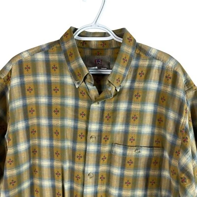 Vintage The Territory Ahead Mens Button Up Shirt Large Brown Plaid Cotton *read - Image 1 of 4