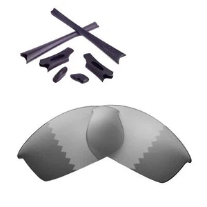 Walleva Transition Polarized Lenses and Black Rubber Kit for Oakley Flak Jacket - Picture 1 of 7