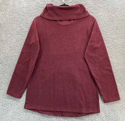 New Lands' End Women's Petite Long Sleeve Tunic Cable Fleece Cowl Neck Red S - Image 1 of 4