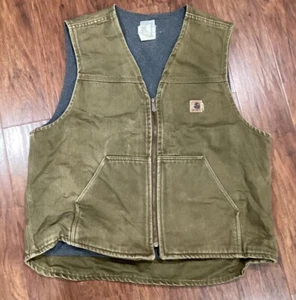 Carhartt Brown Canvas Lined Outdoor Vest SizeX L Regular-Super Warm! V19 BRK - Picture 1 of 5