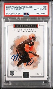 RARE 2017 PANINI IMPECCABLE MYLES GARRETT #31/75 AUTO SIGNED ROOKIE CARD PSA - Picture 1 of 3