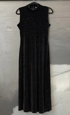 Vintage 90s Y2K Ronni Nicole Dress Size 6 Black Sleeveless Mock Neck Embellished - Image 1 of 4