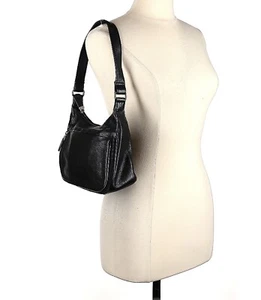 Fossil Women Black Leather Shoulder Hobo Bag Purse  One Size - Picture 1 of 7