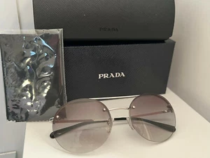 Prada SPS54R Round Gray Sunglasses 56MM $350 #250 - Picture 1 of 7