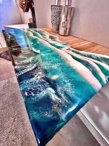 36"x24" Ocean Wave Epoxy Countertop Dining Table River Handmade Work Luxury Home - Picture 1 of 9