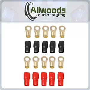 4 GAUGE RING TERMINALS RED BLACK 4 AWG terminals 10 pack 5 pairs - Picture 1 of 2