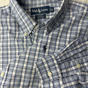 Polo Ralph Lauren Men’s XL Button Down Blue Plaid Shirt Long Sleeve Oxford - Picture 1 of 6
