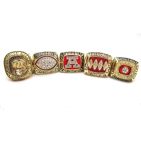5 pcs 1964 1990 1991 1993 1994 BUFFALO BILLS Championship Ring Jim Kelly Cover