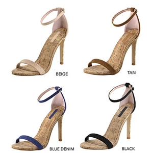 Women Buckle Ankle Strap Cork Stiletto High Heel Single Sole Classic Pump Sandal - Picture 1 of 14