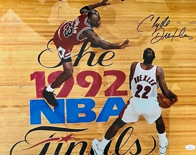 Clyde Drexler Signed Autographed 16x20 Photo JSA Authen Portland Trail Blazers 1 - Image 1 of 2
