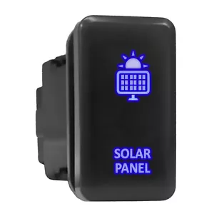 SOLAR PANEL Blue LED Backlit Switch Tall Push Button 1.54"x 0.83" (Fit: Toyota) - Picture 1 of 6