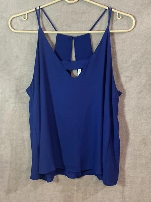 Lush Womens Top Size Small Blue Strappy Camisole Keyhole Summer Lightweight Top - Image 1 of 4