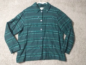 Coldwater Creek Shirt Womens 1X Green Long Sleeve Preppy Casual Ladies - Picture 1 of 12