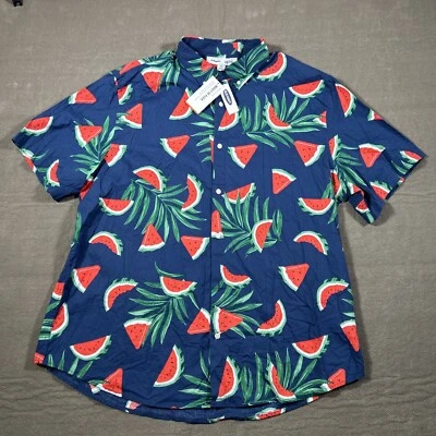 Old Navy Hawaiian Style Shirt Blue Watermelon Print XXL Tall Men's Floral - Image 1 of 4