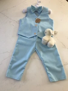 Baby Linen Pageboy suit - Modern Christening set - First Birthday - Handmade UK - Picture 1 of 10