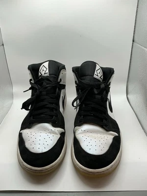 Talla 13 - Jordan 1 Mid SE Diamante Negro Blanco Cuero Gamuza (DH6933-100) Foto 1 de 4