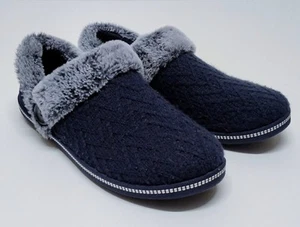 Skechers Sz 10 M Cozy Campfire Girls Night In Knit Navy Blue Slippers 167684 - Picture 1 of 11