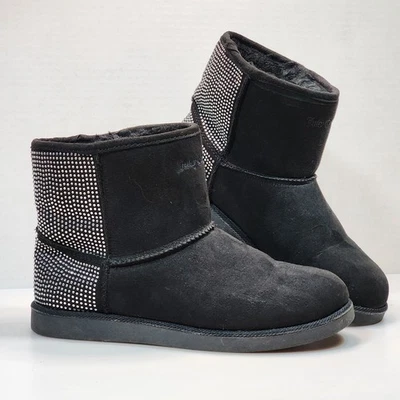 Juicy Couture Kitten Black Fur Rhinestones Winter Boots Women's Size 6 - Image 1 of 4