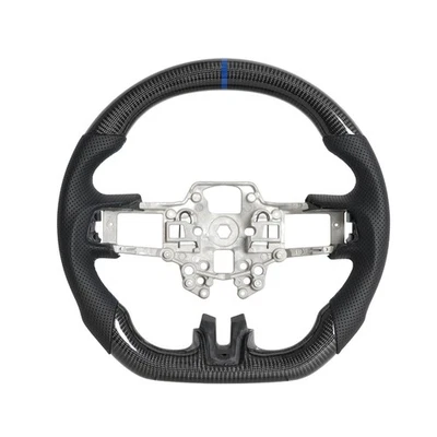 Volante deportivo de fibra de carbono real para Ford Mustang GT 2018-2023 Blue Line Foto 1 de 4