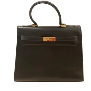 Bally Hand Bag Classic Black Leather Vintage Formal Authentic 28cm - Picture 1 of 18