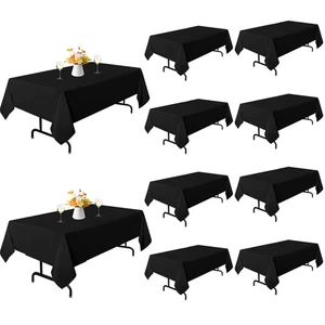 Paquete de 10 manteles rectangulares negros, manteles de 60 x 102 pulgadas para lengüeta de 6 pies... - Imagen 1 de 8
