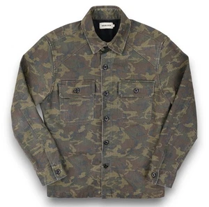 Taylor Stitch The Lined Shop Shirt Mens 38 Green Camo Boss Duck Hemp Blend - Picture 1 of 16