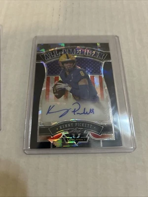 Kenny Pickett 2022 Leaf Valiant All American Navy Blue Crystal Auto SP 15/15 - Image 1 of 4