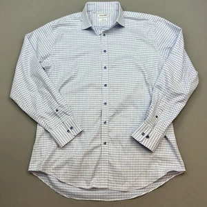 Twillory Shirt Mens 17.5 36/37 Tailored Fit Blue Check Safe Cotton Non Iron - Picture 1 of 8