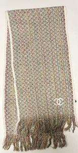 Chanel Stole Multicolour 100% Cashmere With Fringes Made In France - Picture 1 of 8