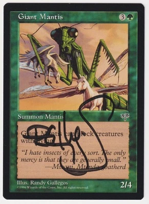 Signed Giant Mantis Proof NM Mirage Artist Randy Gallegos 1996 WOTC MTG Magic AP - Image 1 of 2