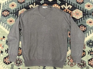 PETER MILLAR Men's V-Neck Silk/Cotton/Cashmere Large Gray L Sweater Preppy - Picture 1 of 12