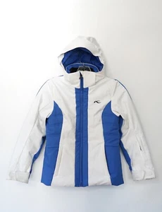 Kjus Boys Girls Formula DLX Ski Snowboard Jacket Size 128 / 8 US Blue & White - Picture 1 of 8