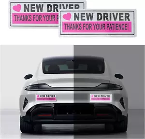 2PCS Student Driver Magnet for CarReflective New Sticker Car Pink 1 - Picture 1 of 6