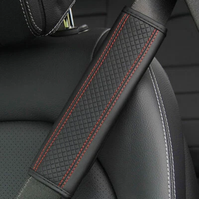 2X Seat Belt PU Leather Safety Belt Shoulder Cover Breathable Protect Seat Belt  - Image 1 of 4