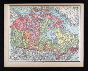 1894 Cram Map Canada Ontario Quebec Hudson Bay British Columbia Alberta Manitoba - Picture 1 of 4