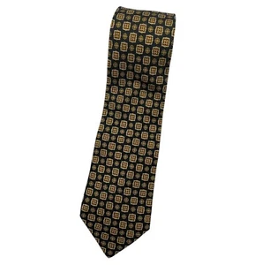 DORMEUIL Silk Tie ITALY Black Beige Geometric Art W:3.7" EUC - Picture 1 of 5