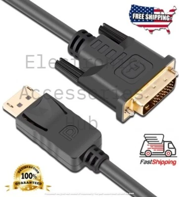 5X Lot 6,10ft Gold Plated DisplayPort to DVI-D Male Dual Link Adapter 1080p - Image 1 of 4