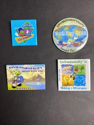 Disney Cast Member 1996 2002 2003 2004 Lot/4 Earth Day Button Pin Environmentity - Image 1 of 4
