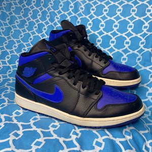 Jordan 1 Mid Black Hyper Royal 2020 for 