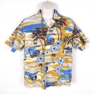 Motorcycle Hawaiian Shirt Mens Size Medium  Beach Palm Trees Paradise Style  - Picture 1 of 9