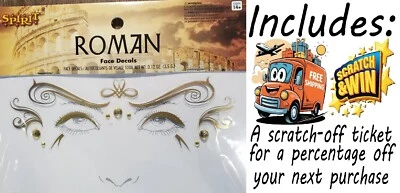🆕ROMAN gold face decals from The Spirit Halloween Store +bonus🆓🎁🥳 - Image 1 of 4