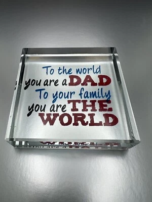 Letrero de vidrio regalo para padre papá mensaje familiar “Al mundo eres papá” Foto 1 de 4