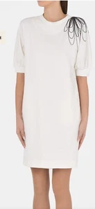 Vestido Brunello Cucinelli Algodón Franela Blanco Monilli Bordado Talla XS $1995 - Imagen 1 de 9