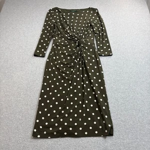 Lauren Ralph Lauren Dress Woman 4 Green Polka Dots Fit Flare Heritage Capsule - Picture 1 of 7