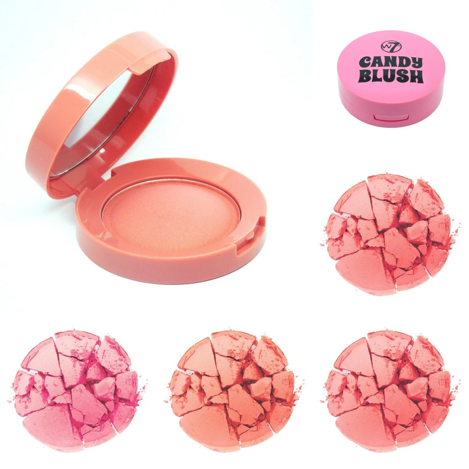 W7 Pressed Powder CANDY BLUSH Pink Peach Blusher Compact Make Up 6g Sealed - Image 1 of 1